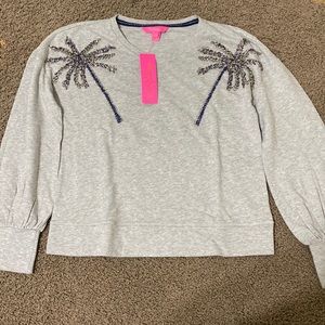 LILLY PULITZER rhinestone grey long sleeve tee NWT